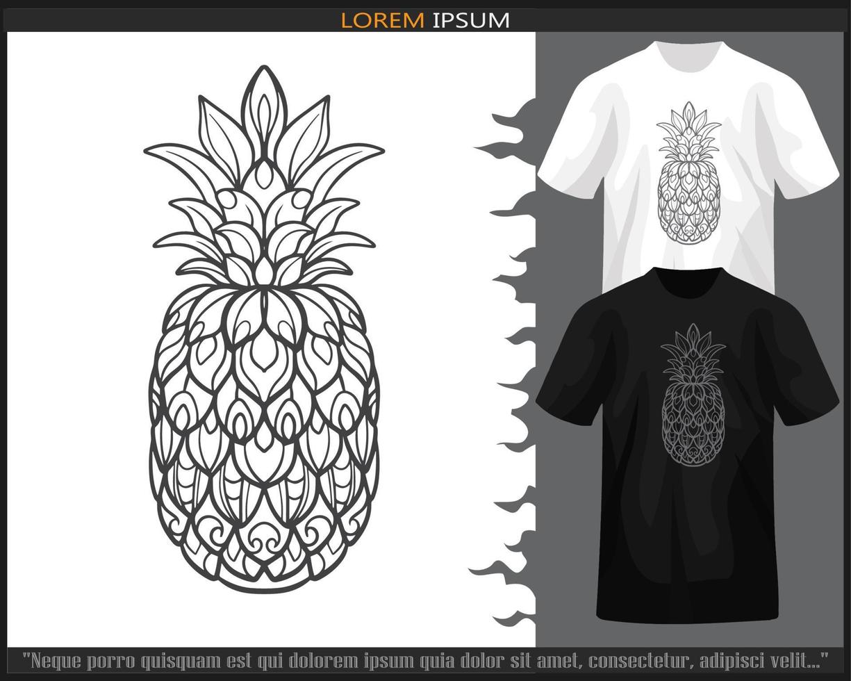 ananas fruit mandala kunsten geïsoleerd Aan zwart en wit t shirt. vector