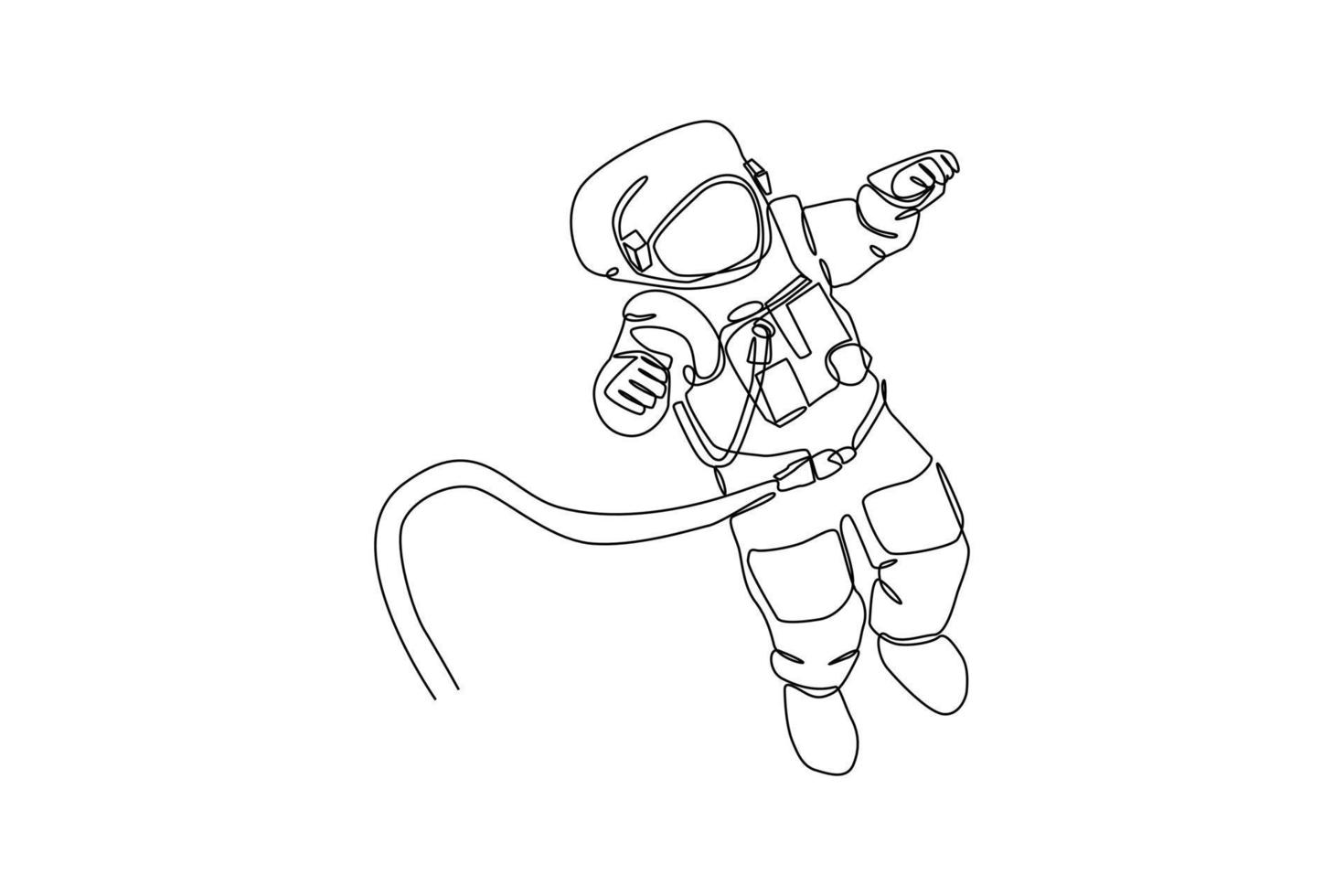 doorlopend een lijn tekening astronaut drijvend in ruimte. ruimte concept. single lijn trek ontwerp vector grafisch illustratie.