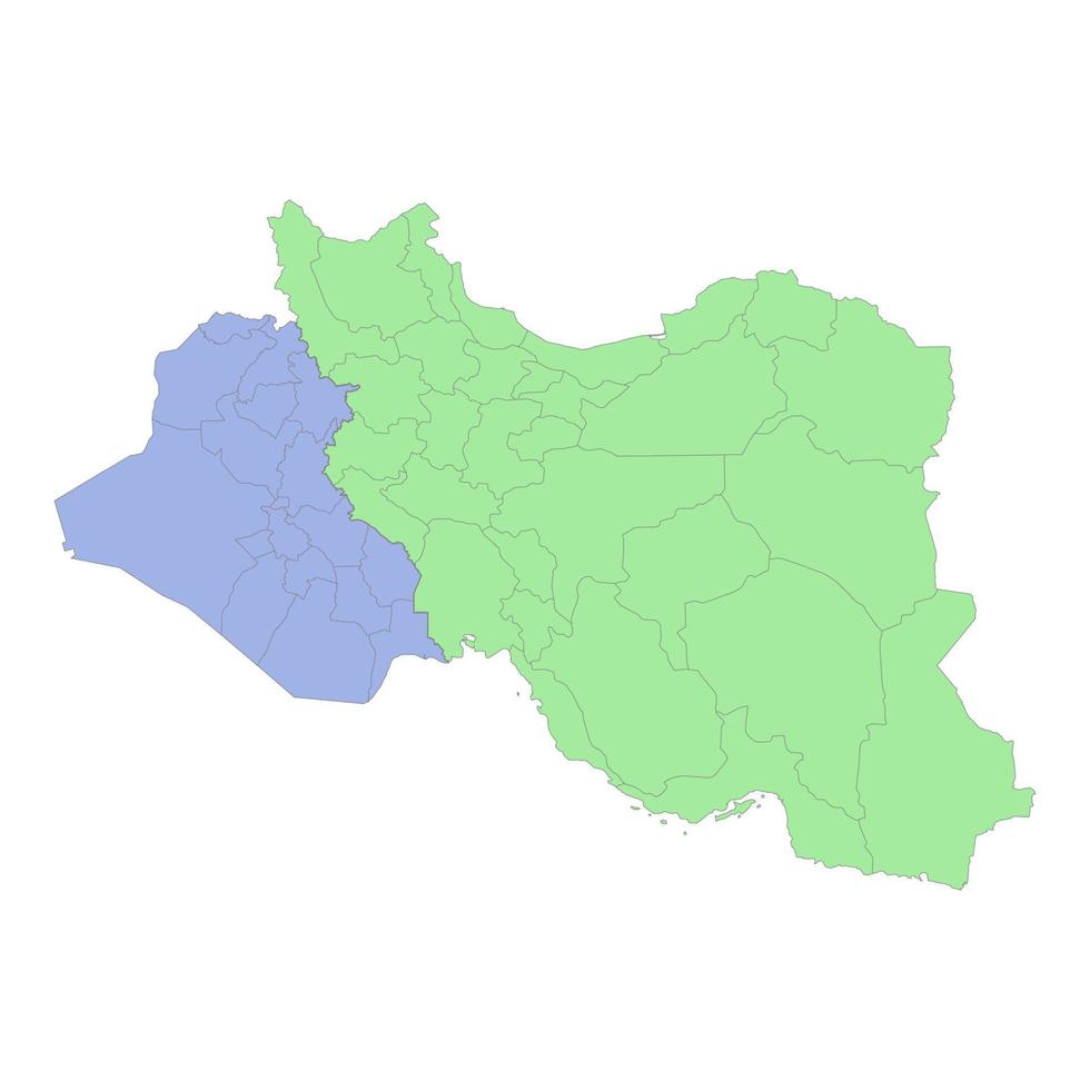 hoog kwaliteit politiek kaart van ik rende en Irak met borders van de Regio's of provincies vector