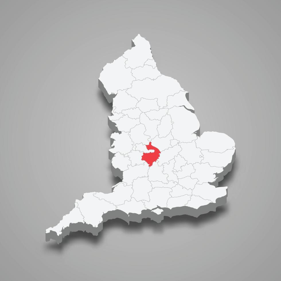 warwickshire provincie plaats binnen Engeland 3d kaart vector