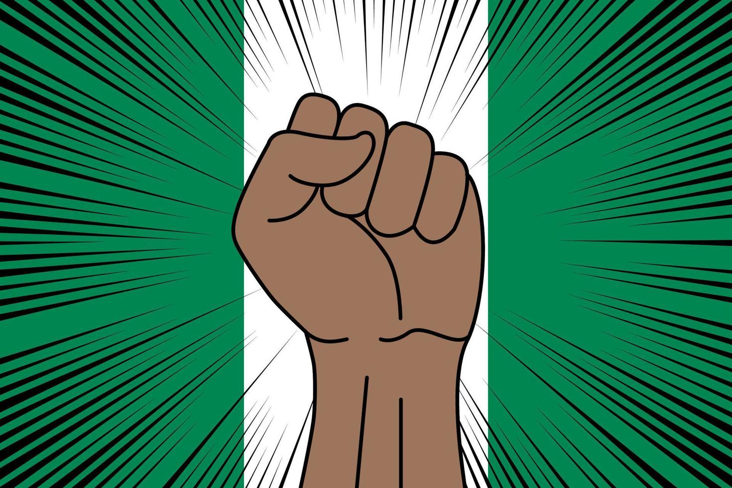 menselijk vuist gebalde symbool Aan vlag van Nigeria vector