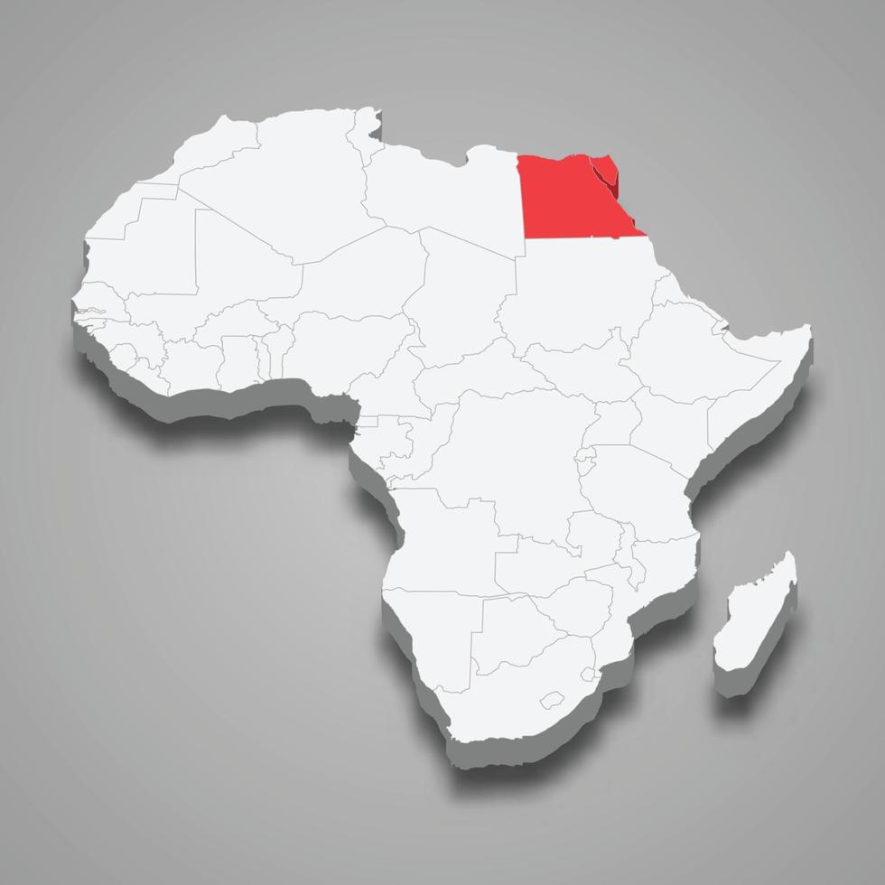 Egypte land plaats binnen Afrika. 3d kaart vector