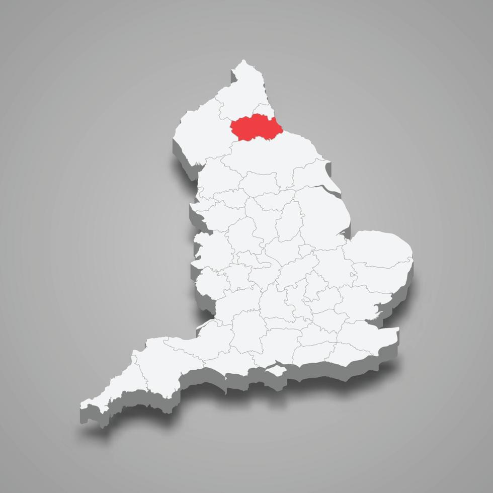 Durham provincie plaats binnen Engeland 3d kaart vector