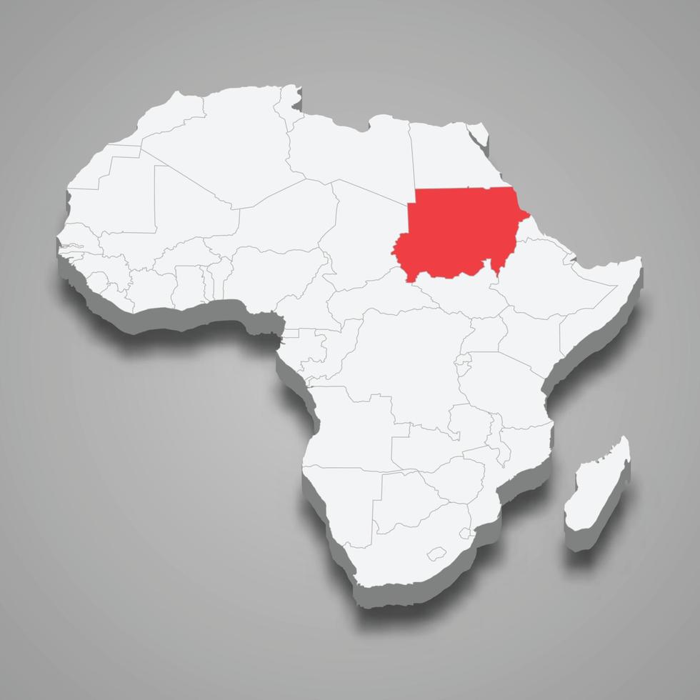 land plaats binnen Afrika. 3d kaart Soedan vector