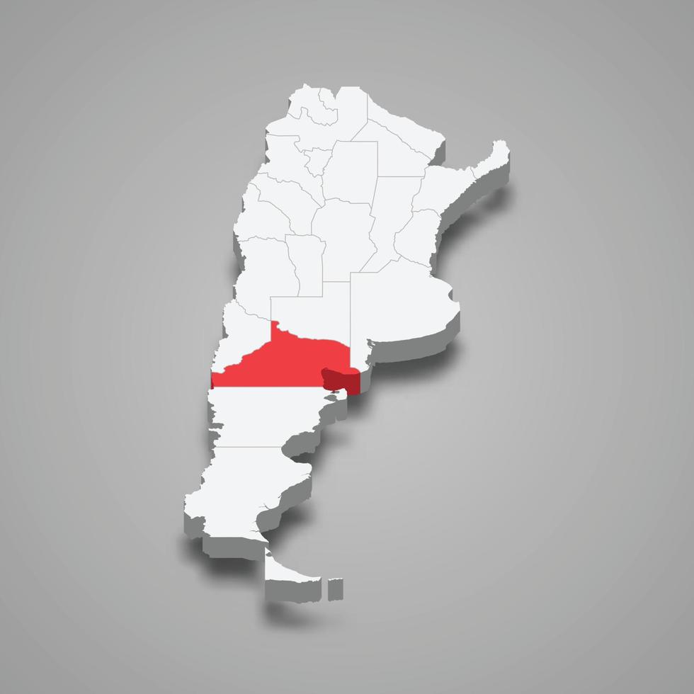 Rio neger regio plaats binnen Argentinië 3d kaart vector