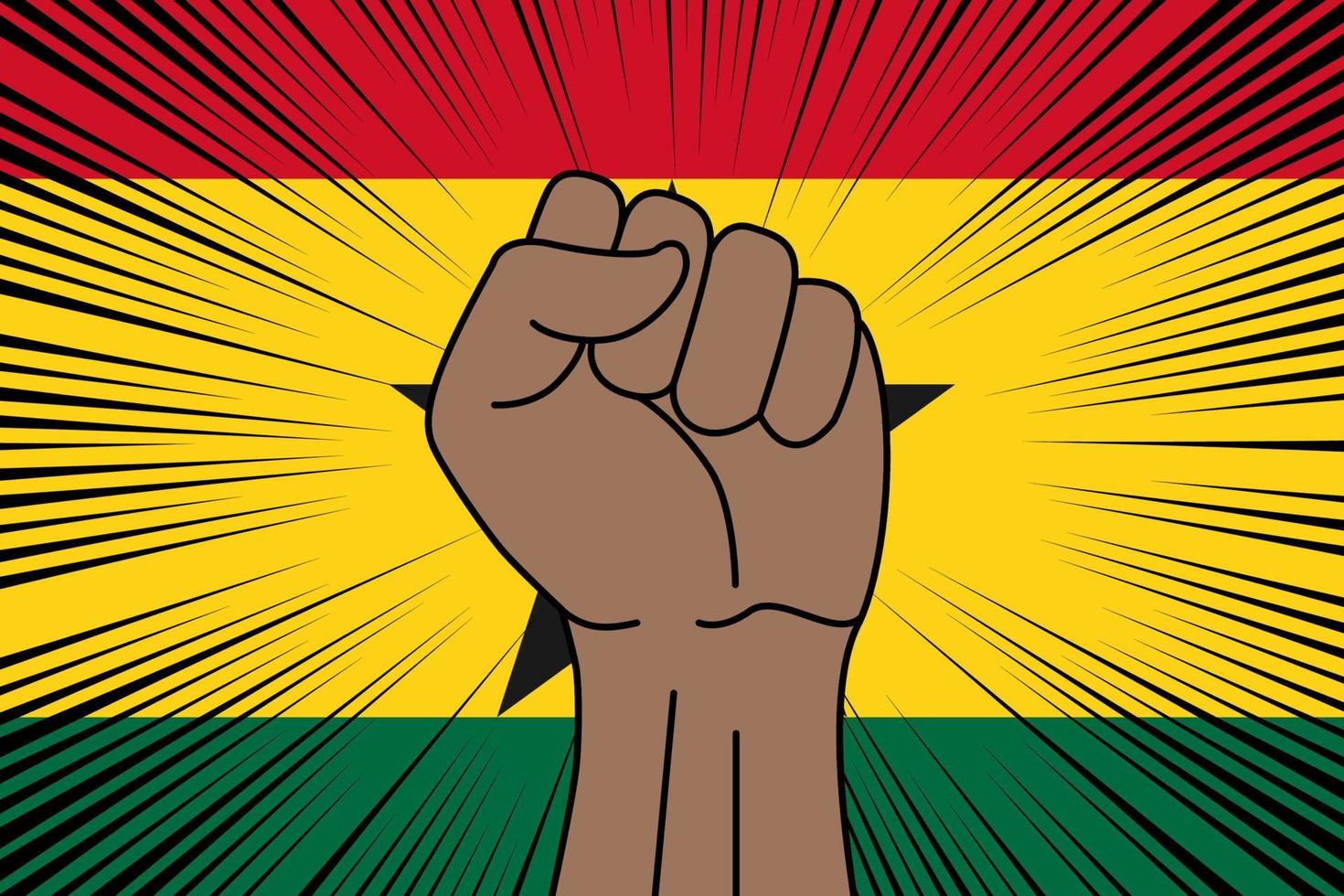 menselijk vuist gebalde symbool Aan vlag van Ghana vector