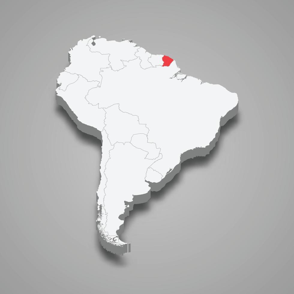 Frans Guyana land plaats binnen zuiden Amerika. 3d kaart vector