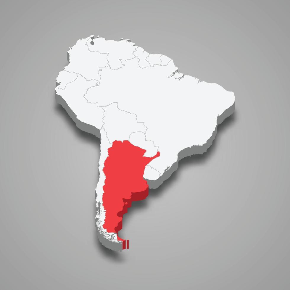 Argentinië land plaats binnen zuiden Amerika. 3d kaart vector