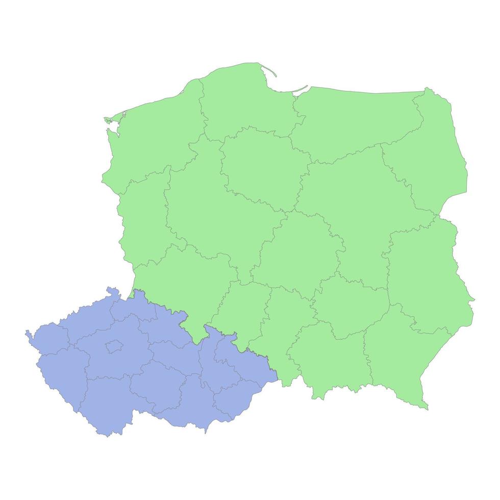 hoog kwaliteit politiek kaart van Polen en Tsjechisch republiek met borders van de Regio's of provincies. vector