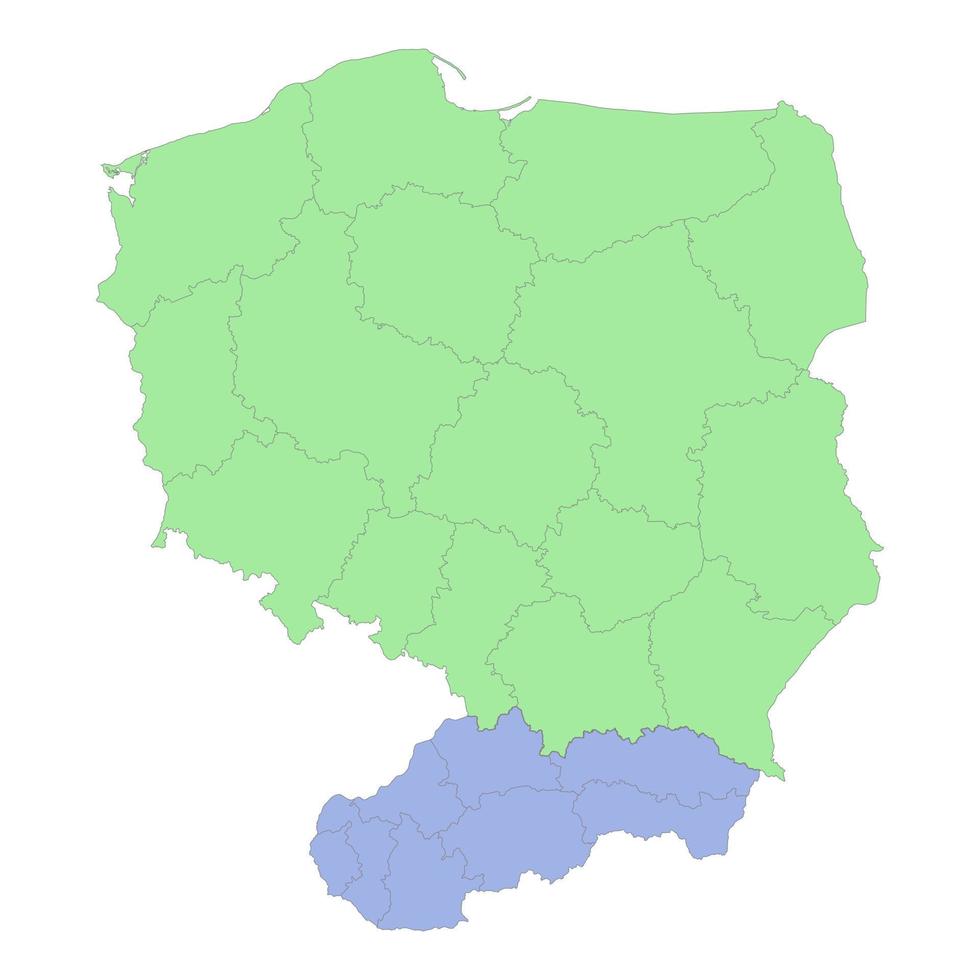 hoog kwaliteit politiek kaart van Polen en Slowakije met borders van de Regio's of provincies. vector