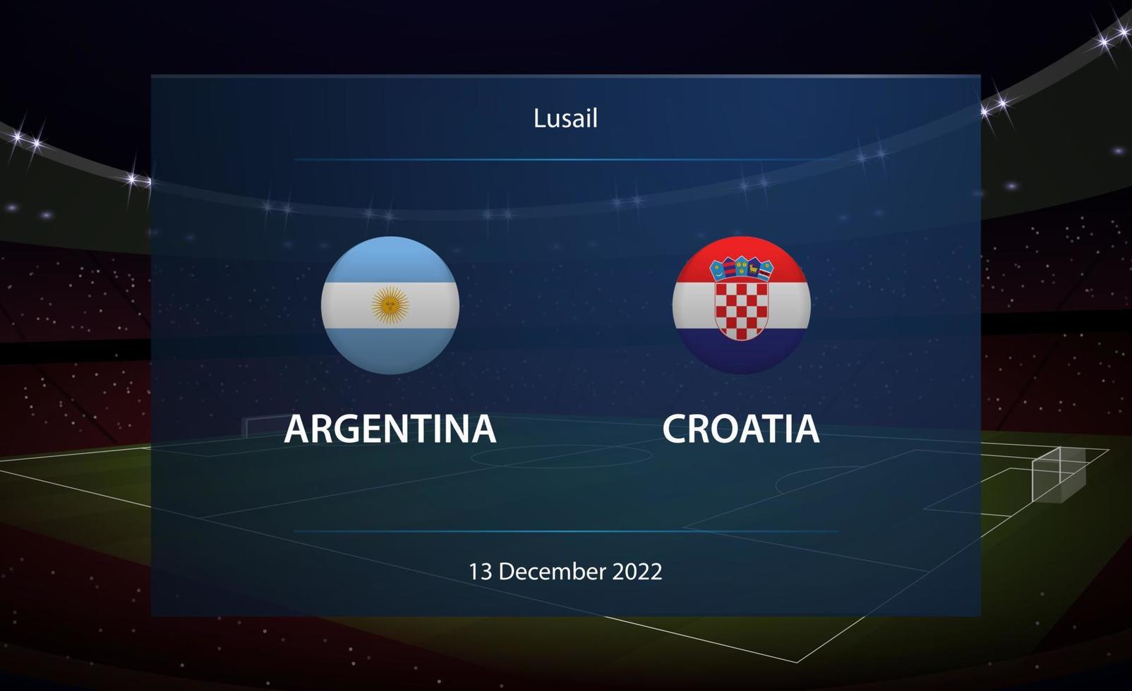 Argentinië vs Kroatië. Amerikaans voetbal scorebord uitzending grafisch vector