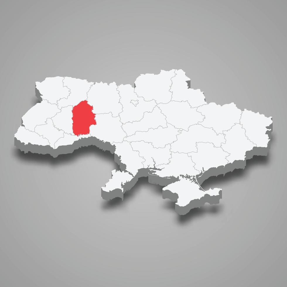 khmelnytskyi oblast. regio plaats binnen Oekraïne 3d kaart vector