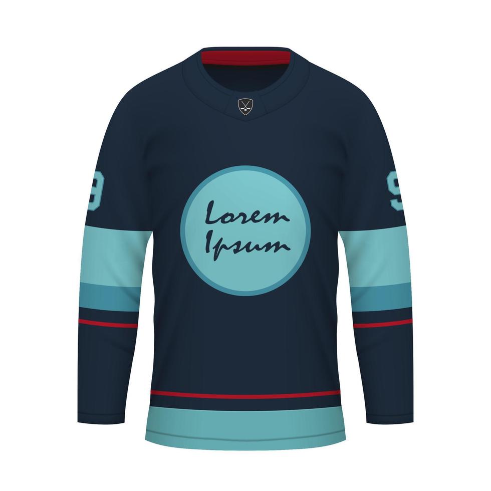 realistisch ijs hockey overhemd van Seattle, Jersey sjabloon vector