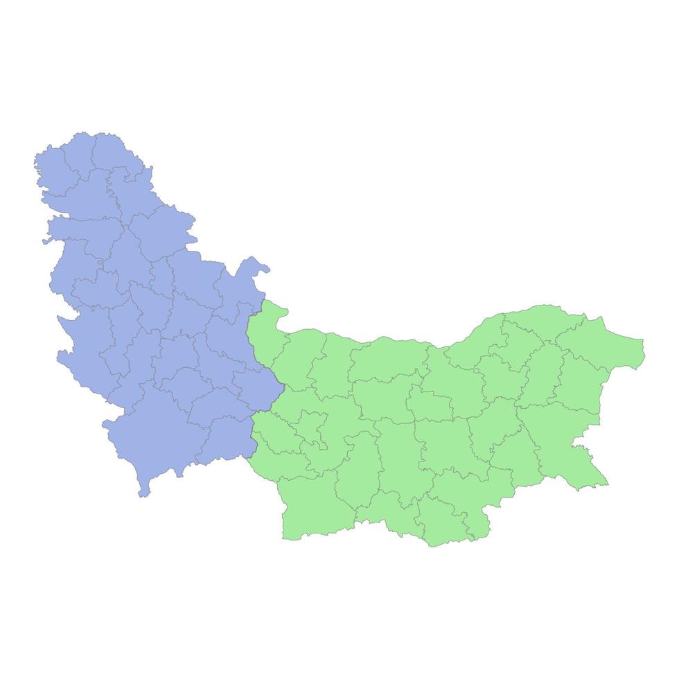 hoog kwaliteit politiek kaart van Servië en bulgarije met borders van de Regio's of provincies vector