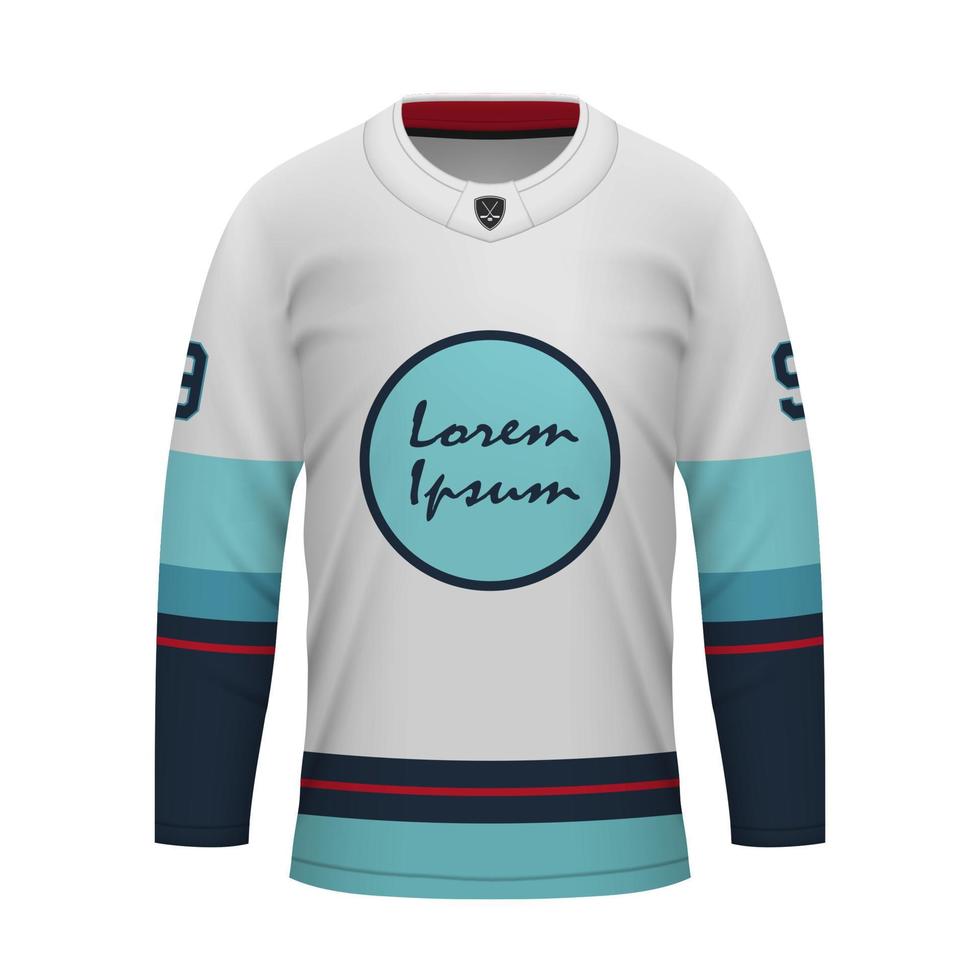 realistisch ijs hockey weg Jersey Seattle, overhemd sjabloon vector