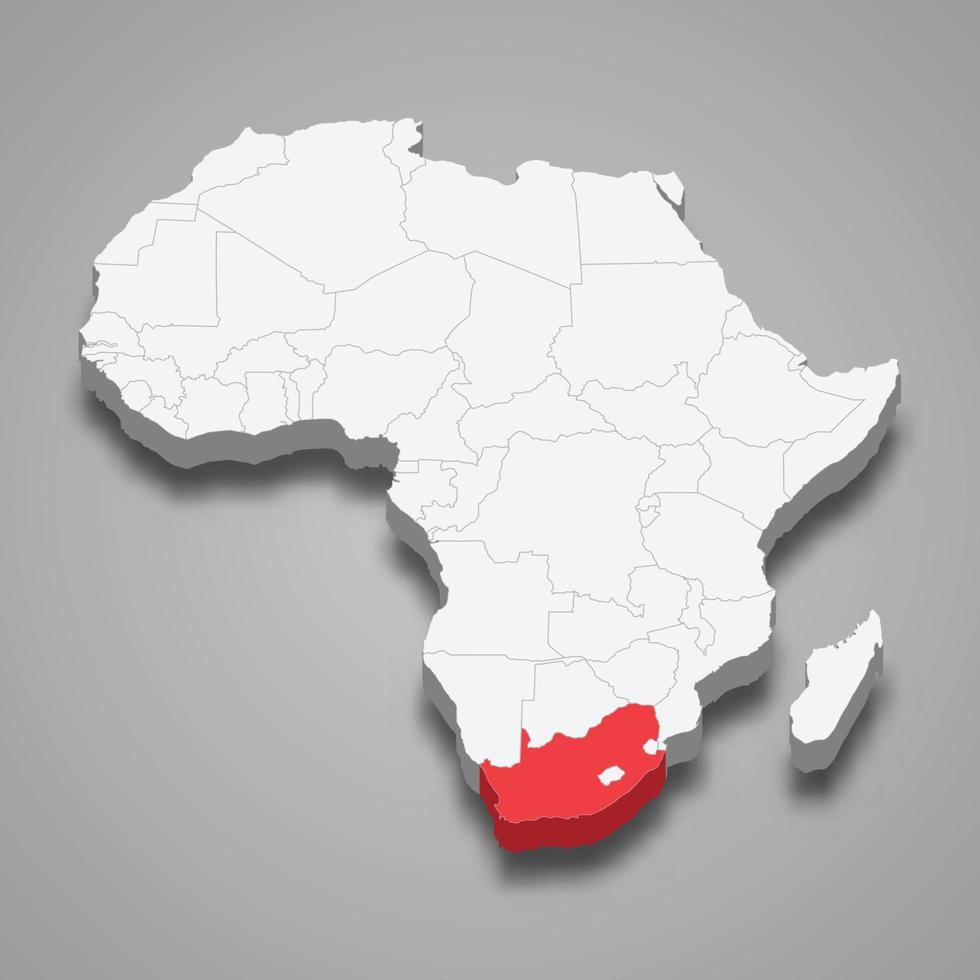 land plaats binnen Afrika. 3d kaart zuiden Afrika vector
