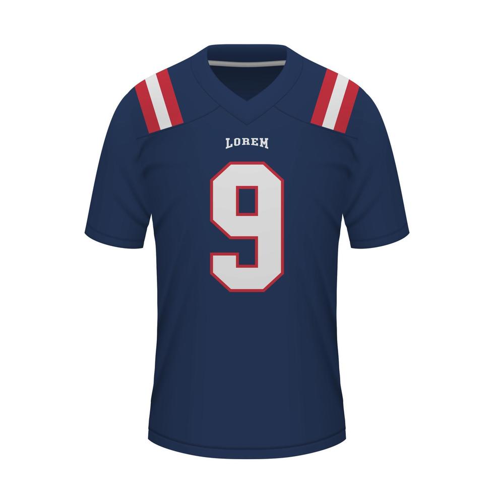 realistisch Amerikaans Amerikaans voetbal overhemd van nieuw Engeland, Jersey sjabloon vector