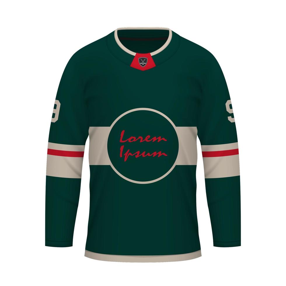 realistisch ijs hockey overhemd van Minnesota, Jersey sjabloon vector