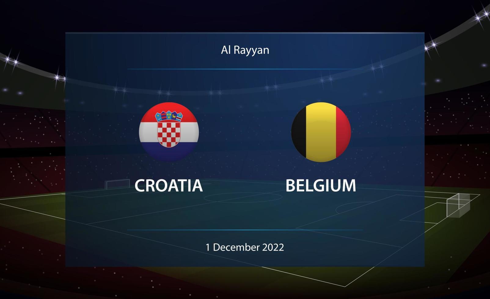 Kroatië vs belgië. Amerikaans voetbal scorebord uitzending grafisch vector