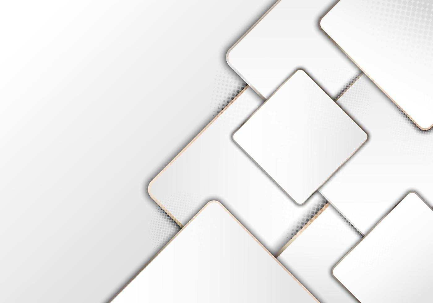 elegant modern luxe wit geometrisch vierkant met gouden rand en halftone op schone achtergrond. vector illustratie