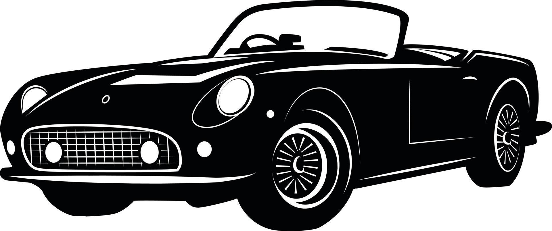 zwart en wit illustratie van een oud automobiel vector