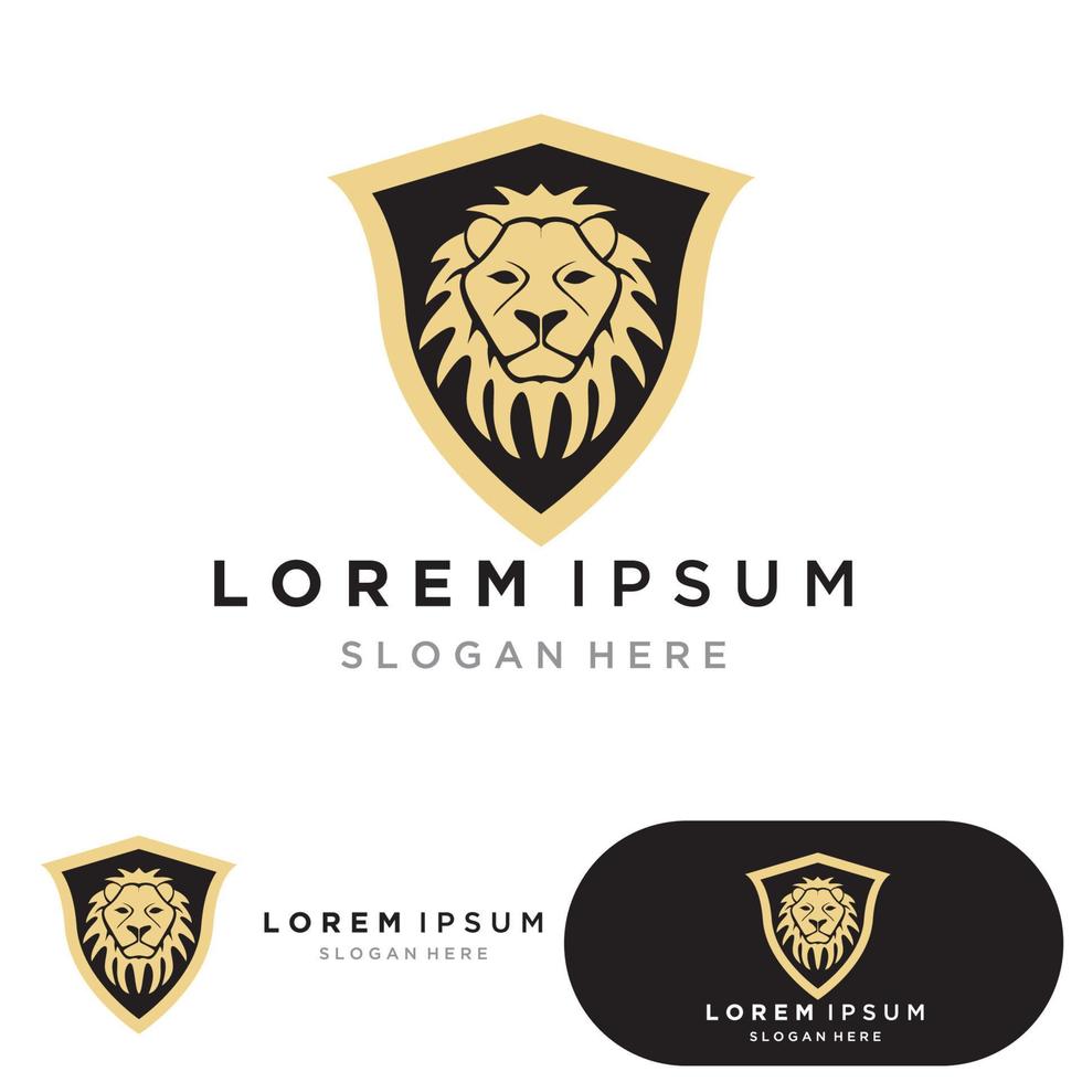 leeuwenkoning logo vector illustratie design.gold leeuwenkoning hoofd teken concept geïsoleerd zwarte background