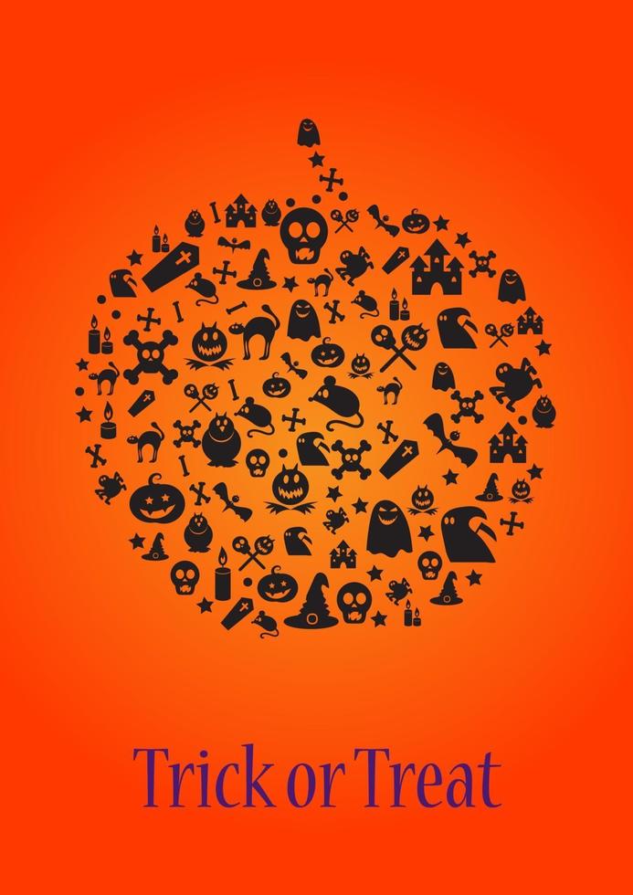 trick or treat halloween-sjabloon voor kaart, poster vector