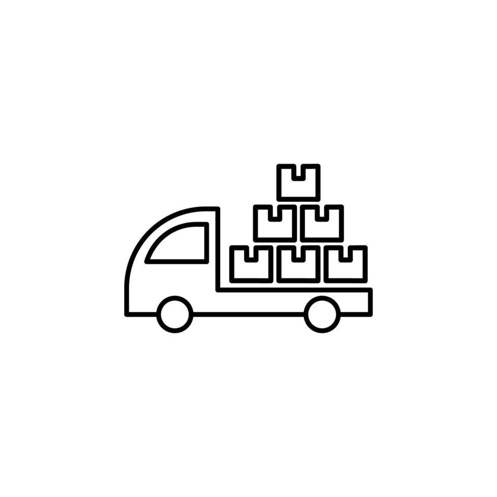 vrachtwagen met pakketten schets vector icoon
