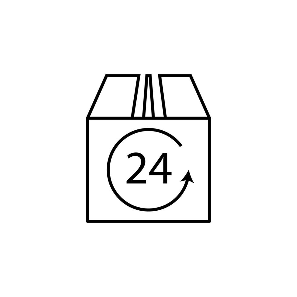 24 uren levering pakket schets vector icoon