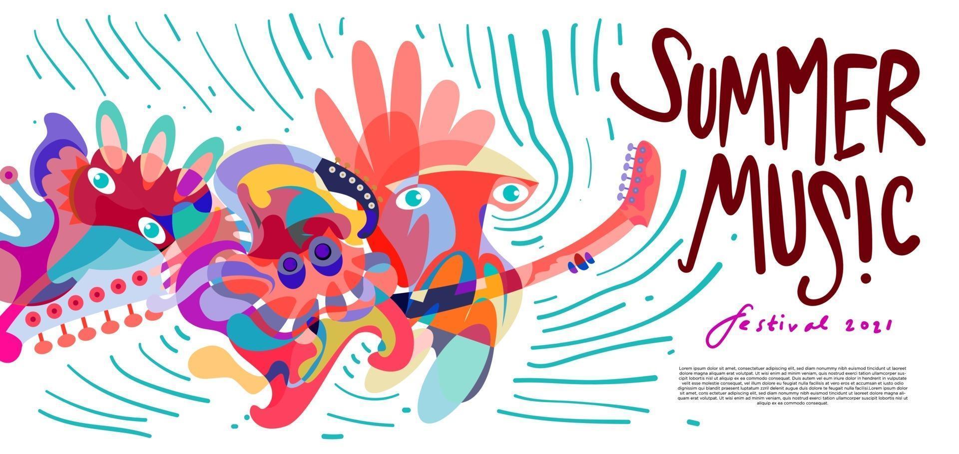 vector illustratie kleurrijke zomer muziekfestival banner