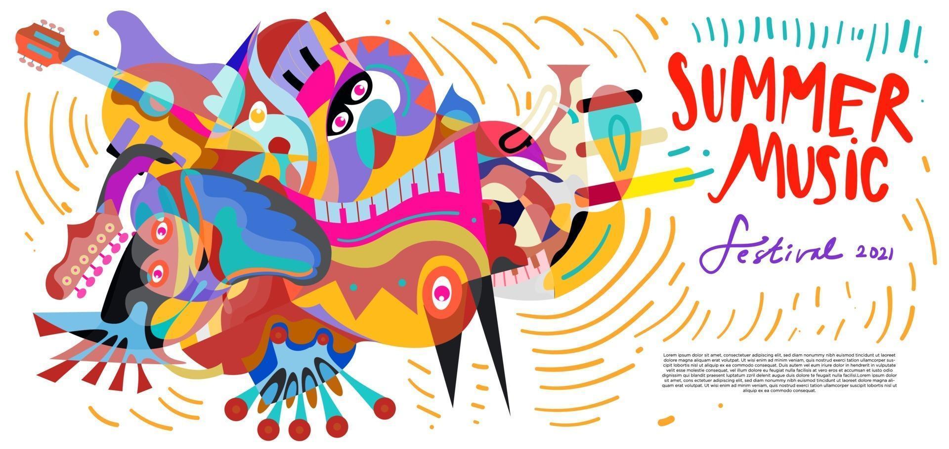 vector illustratie kleurrijke zomer muziekfestival banner