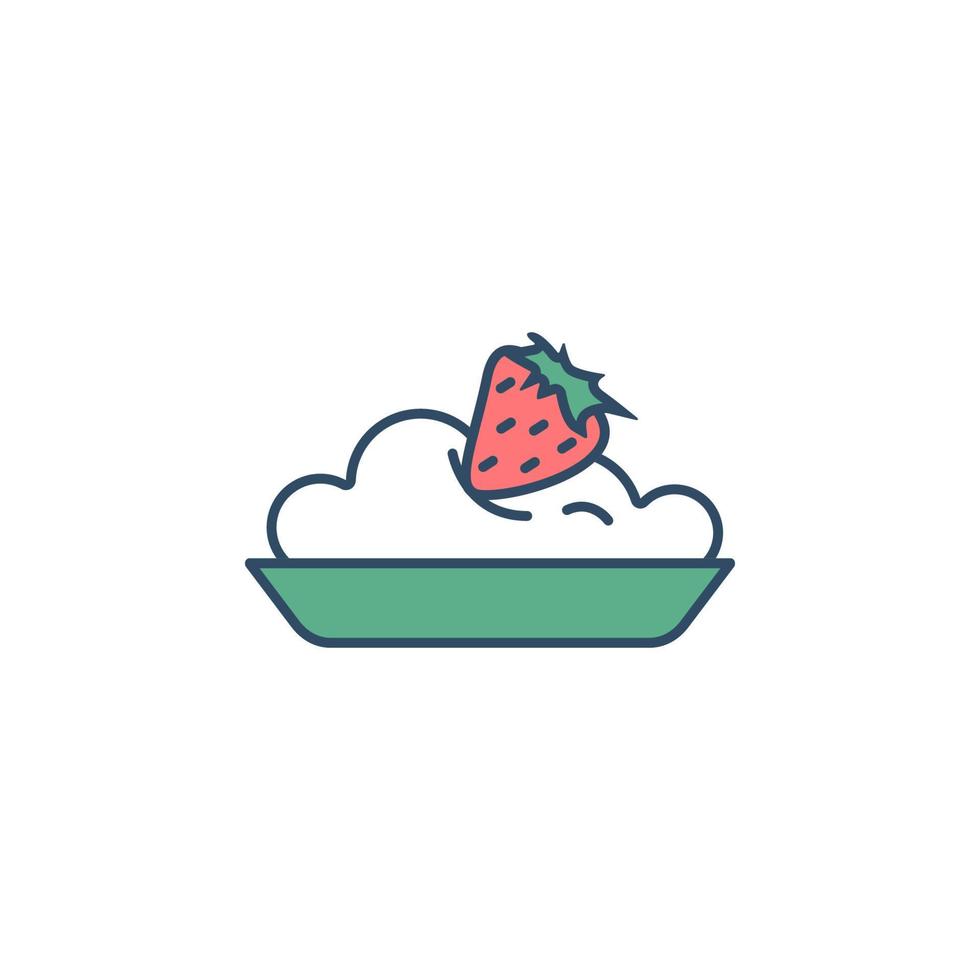 ijs room met aardbeien in bord gekleurde schemer stijl vector icoon