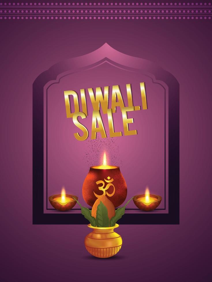 diwali verkoop achtergrond met creatieve diwali diya en achtergrond vector