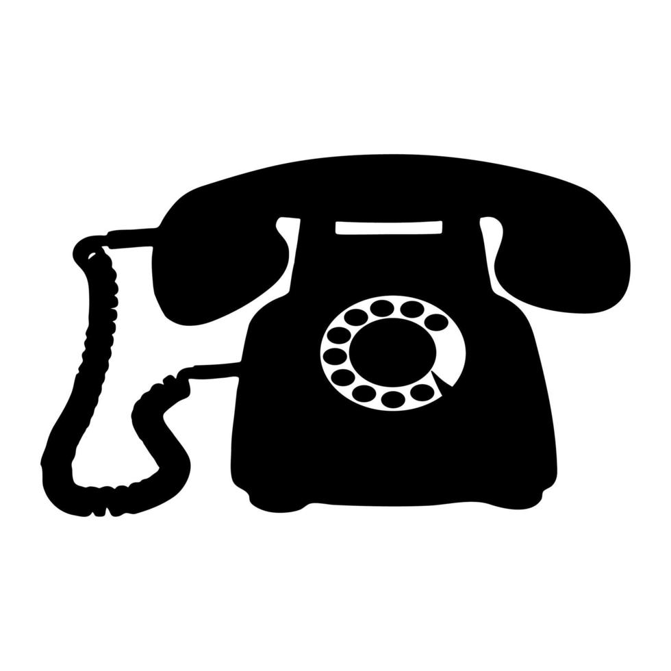 retro oude telefoon zwart silhouet. vector eps10.