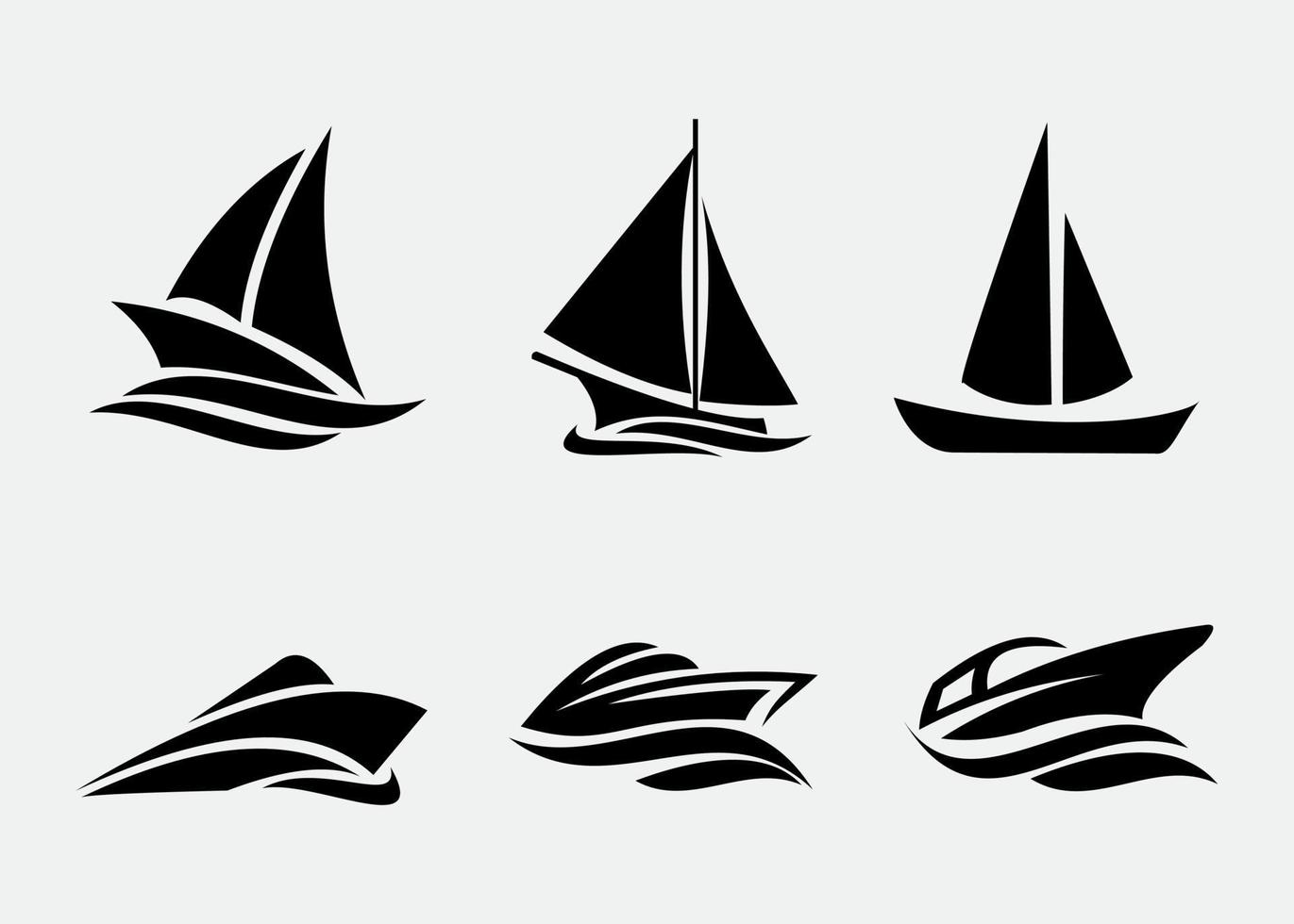 schip en boten pictogrammen instellen vector