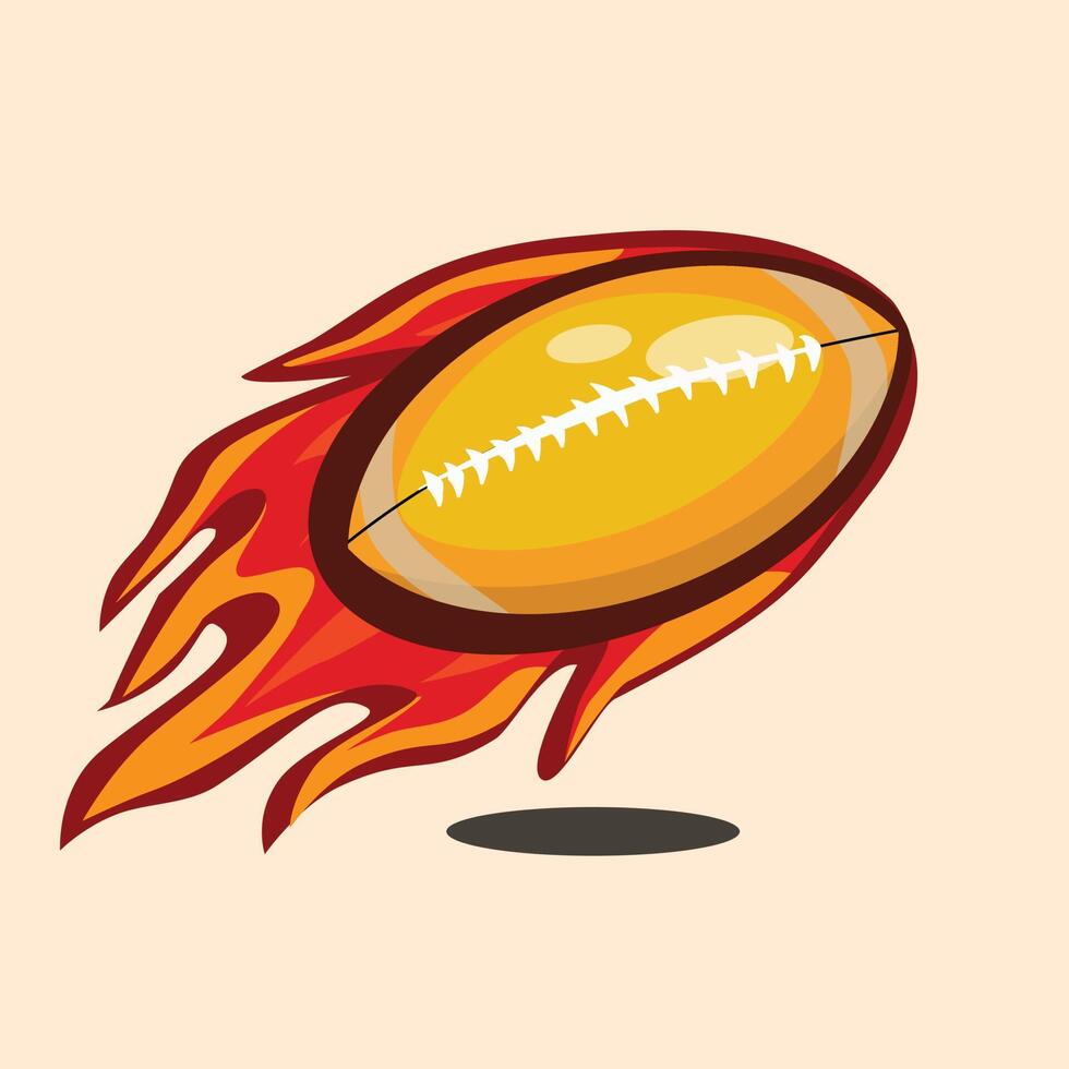 rugby of Amerikaans Amerikaans voetbal bal in vlammen logo vector