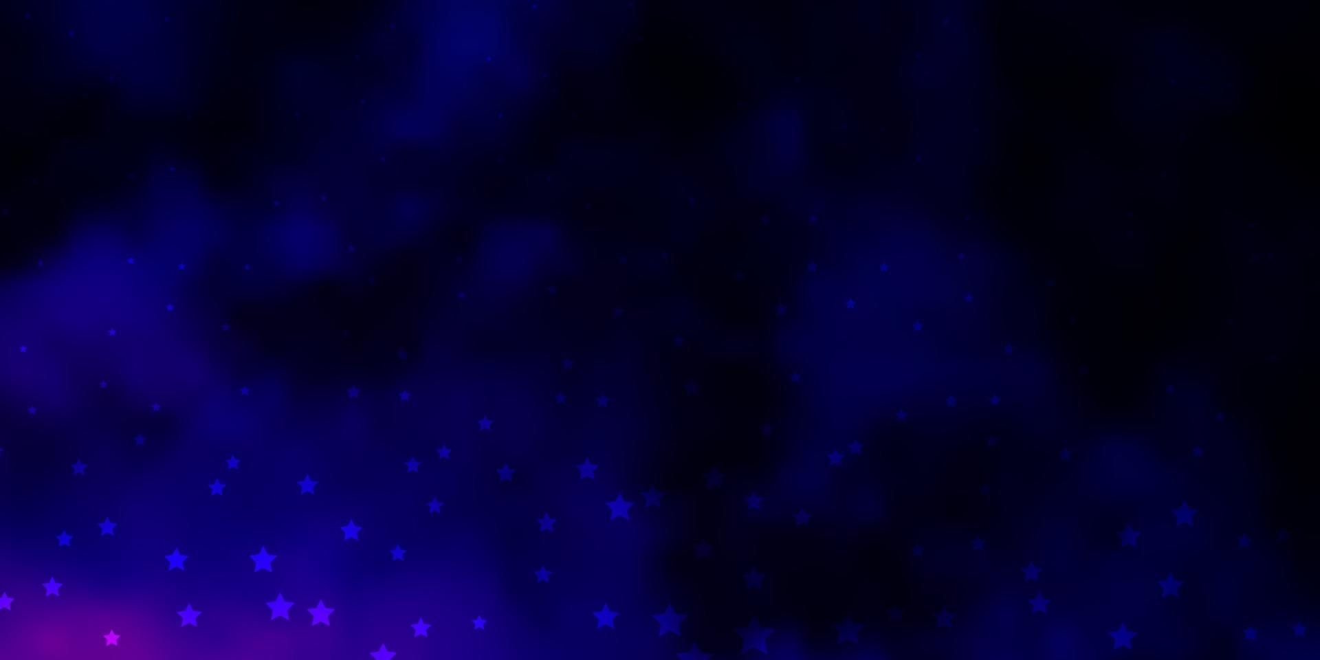 donkerroze, blauwe vectorachtergrond met kleine en grote sterren. vector