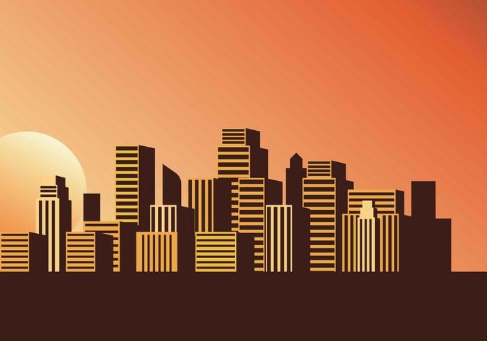 Cityscape zonsondergang vectorillustratie vector