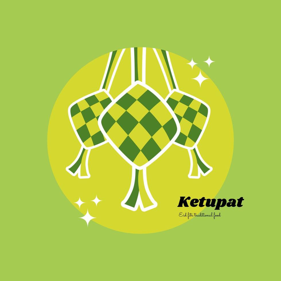 ketupat of rijst- traditioneel voedsel van Indonesië wanneer eid al fitr moment vector ontwerp