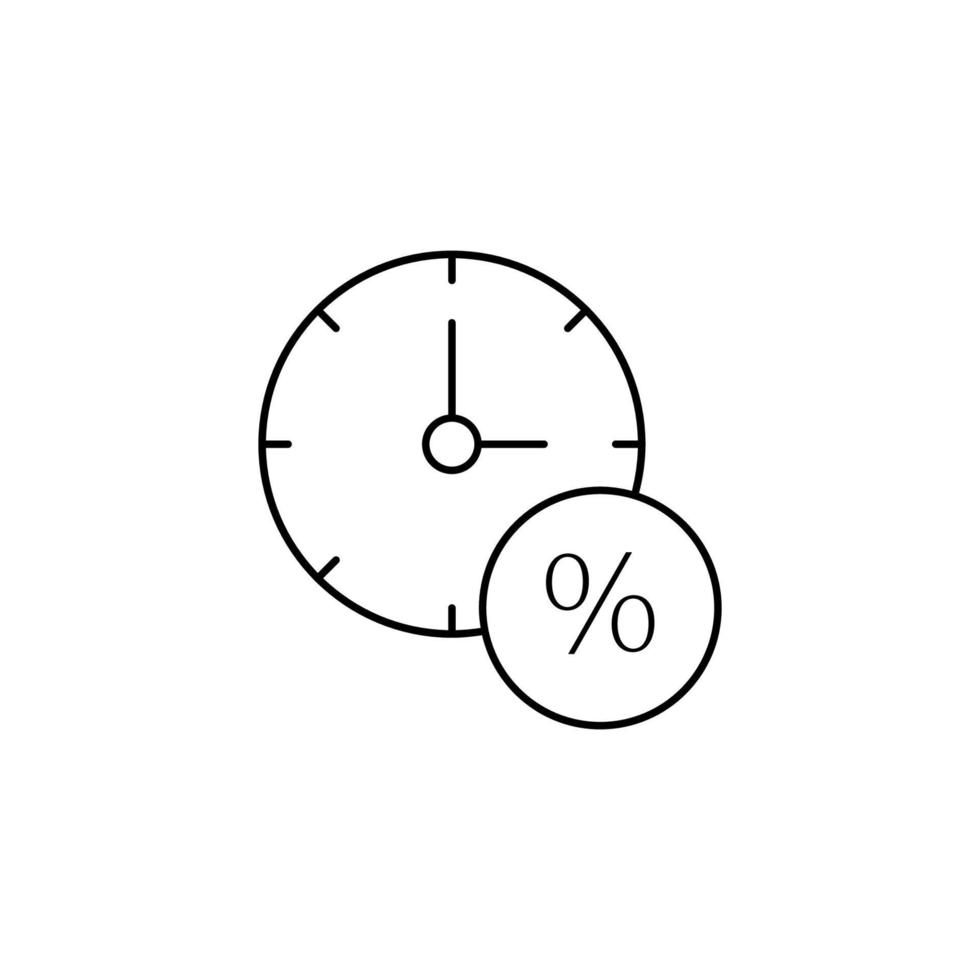 per- cent, tijd, klok vector icoon
