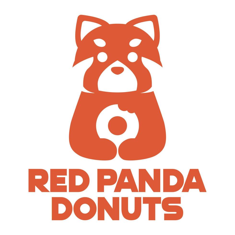 modern mascotte vlak ontwerp gemakkelijk minimalistische schattig rood panda donut logo icoon ontwerp sjabloon vector met modern illustratie concept stijl voor cafe, bakkerij winkel, restaurant, insigne, embleem en etiket