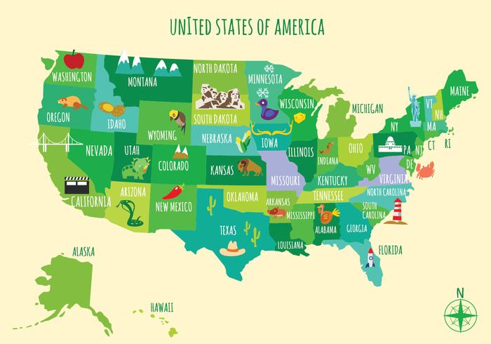 Geïllustreerde kaart van de VS. vector