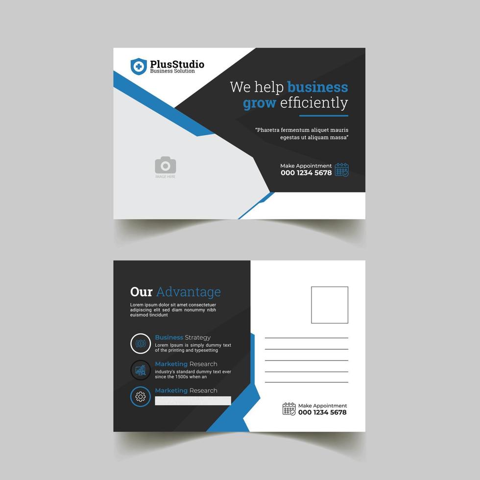 bewerkbare blauw zakelijke ansichtkaart bedrijf ansichtkaart sjabloon ontwerp. vector