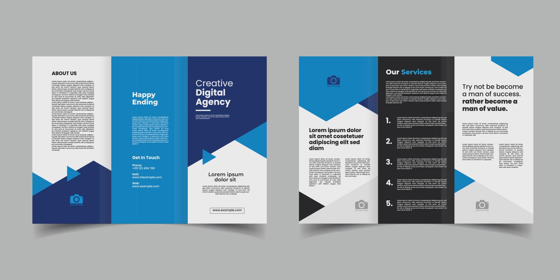 bewerkbare a4 blauw bedrijf drievoud brochure sjabloon ontwerp vector