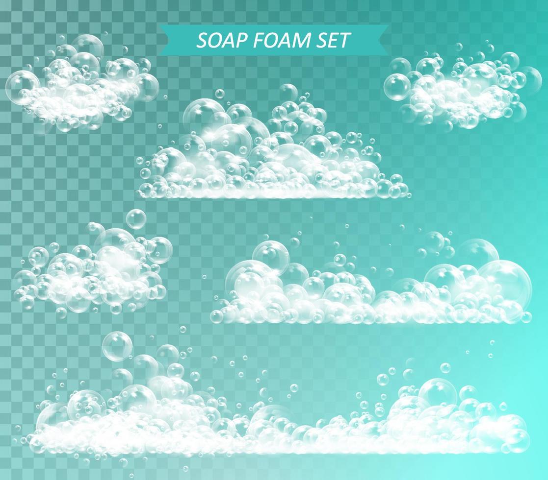 zeep schuim met bubbels geïsoleerd vector illustratie