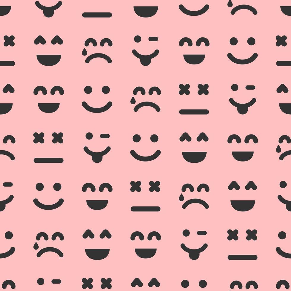 tekenfilm gezichten met emoties. naadloos patroon met verschillend emoticons Aan roze achtergrond. vector illustratie