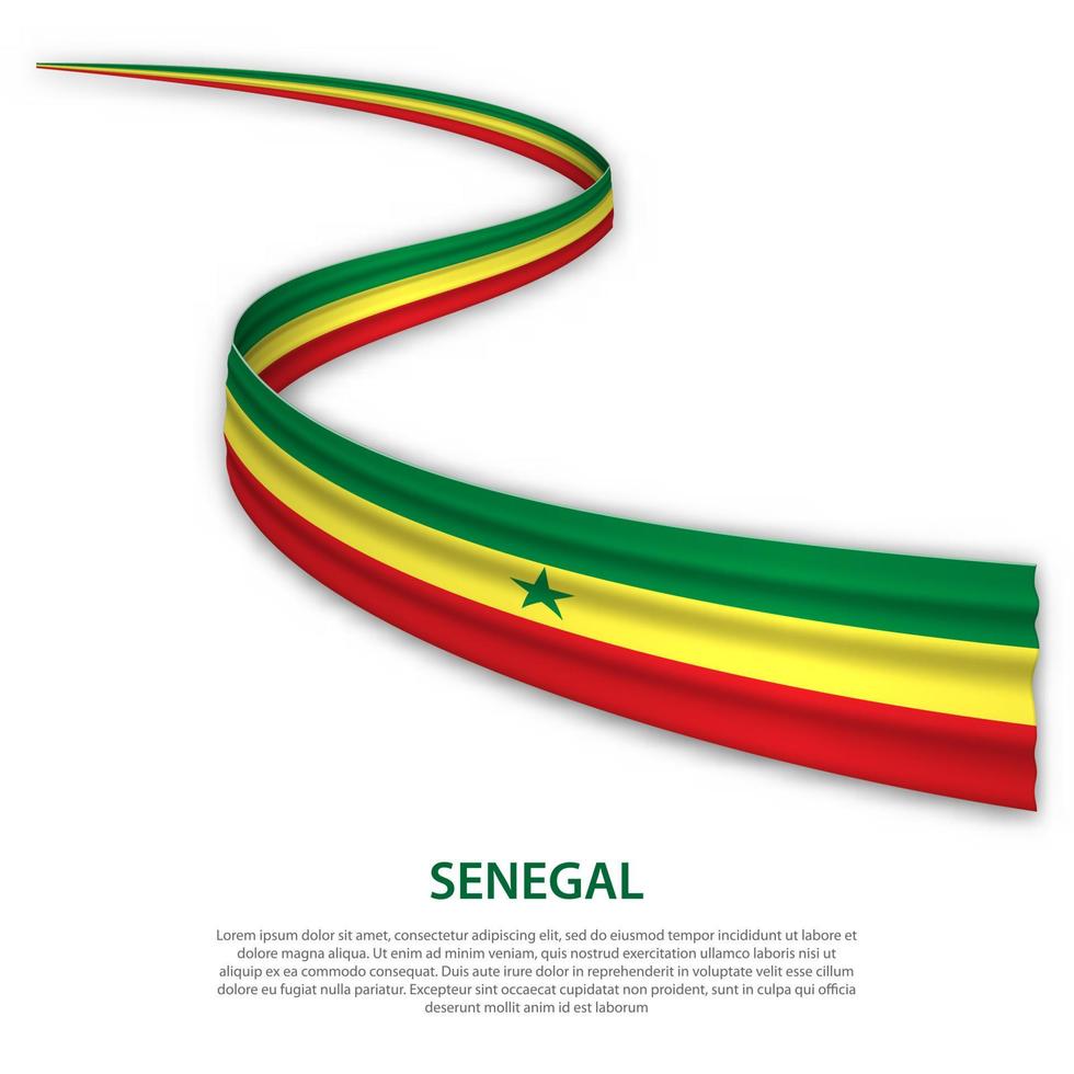 golvend lint of banier met vlag van Senegal vector