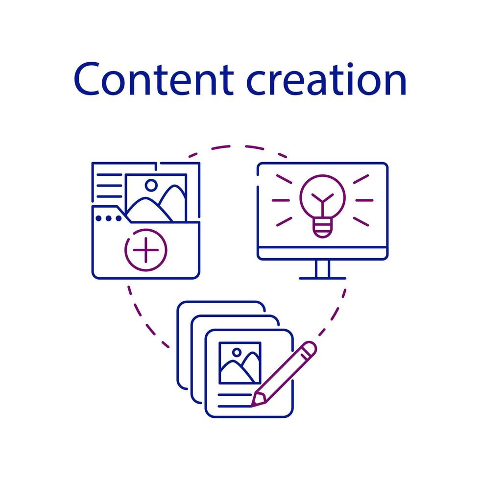 gemakkelijk reeks van inhoud schepping. cms concept icoon. creatief schrijven en copywriting. bedrijf inhoud beheer systeem. symbool voor web en mobiel telefoon Aan wit achtergrond. vector