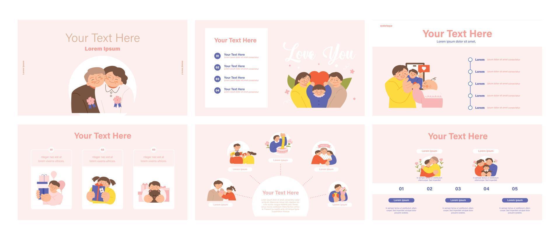 familie maand. mensen wie waarderen hun ouders en liefde hun kinderen. webpagina brochure, brochure sjabloon set. vector