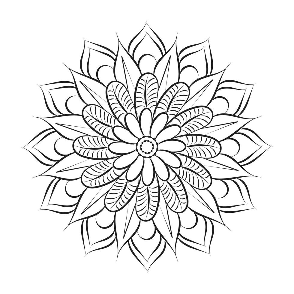 mandala kunst design in cirkel. eenvoudig mandala-ontwerp bloemen mandala-kunst mooi mandala-kunstwerk vector